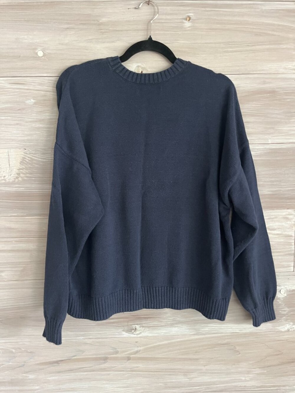 Hollister pull over crew neck Bow Sweater Cotton Womens L Navy - Picture 3 of 3